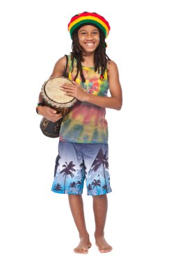 Happy rasta guy smiling with his instrument clipart