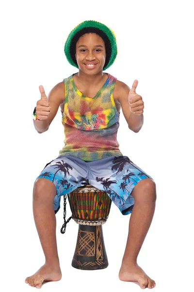 Happy young rasta guy with thumbs up — Stock Photo, Image