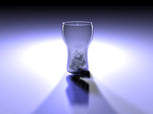 Üveg jégkockával — Stock Fotó