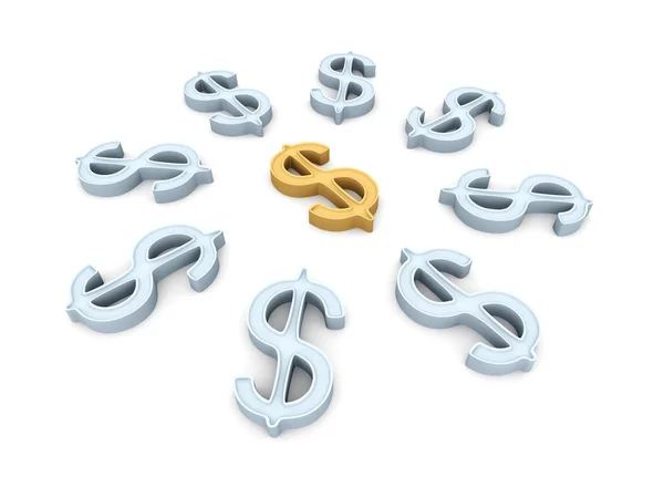 Golden Dollar in the middle — Stock Photo, Image