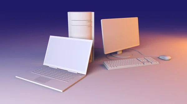 Laptop i pulpit pc — Zdjęcie stockowe