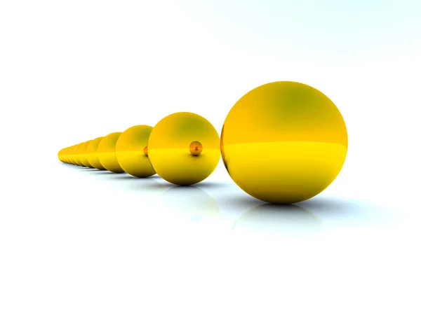 Goldene Kugeln in einer Reihe — Stockfoto