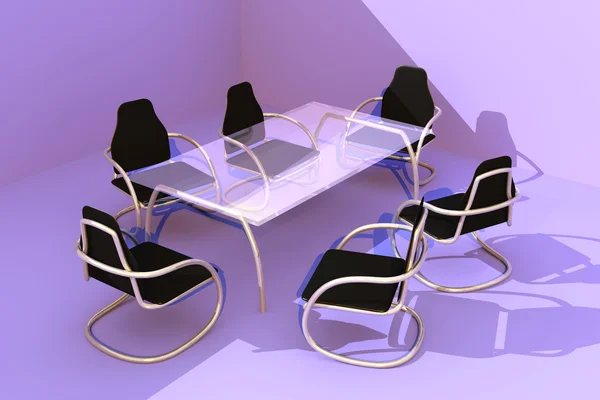 Таблица дизайна и стулья — стоковое фото