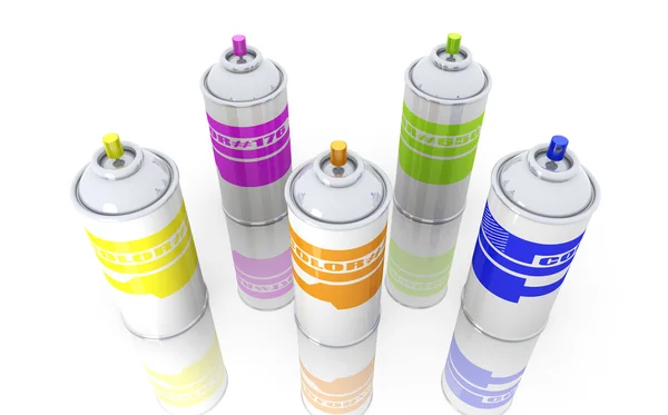 Latas de aerosol de color — Foto de Stock