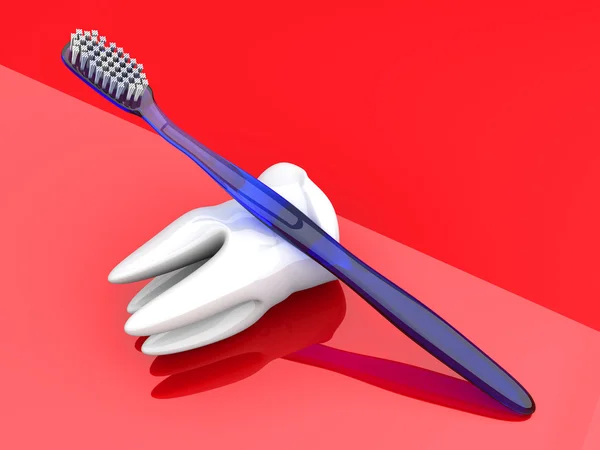 Зубная щетка с зубом — стоковое фото