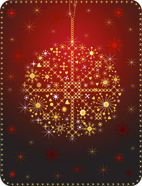 Boule de Noël rouge faite avec des éléments graphiques, vecteur . — Image vectorielle