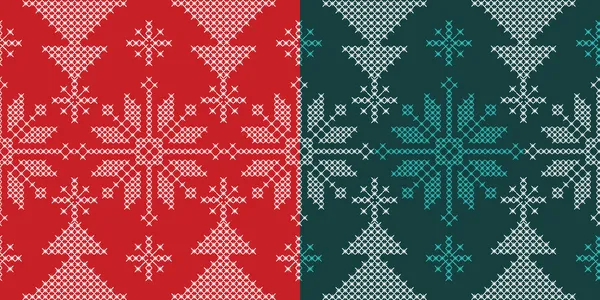 Urlaub Ornament Muster mit Schnee und Weihnachtsbaum — Stockvektor