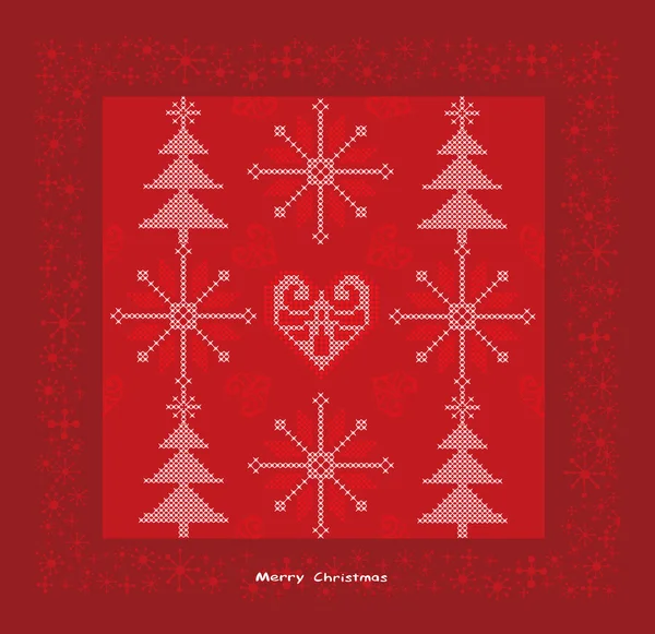 눈과 크리스마스 나무 휴일 장식 — 스톡 벡터