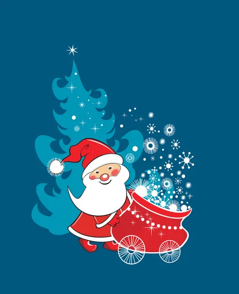 Carte de voeux de Noël avec Père Noël et neige, vecteur . — Image vectorielle