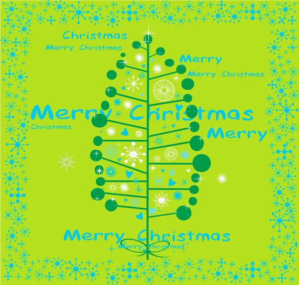 Inverno árvore fundo, cartão de vetor de Natal —  Vetores de Stock