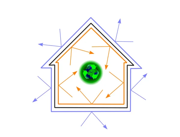 Ett energieffektivitet koncept hus — Stock vektor