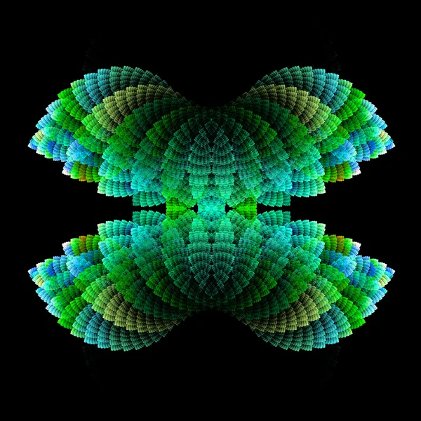 Fond fractal symétrique abstrait sur fond noir — Photo