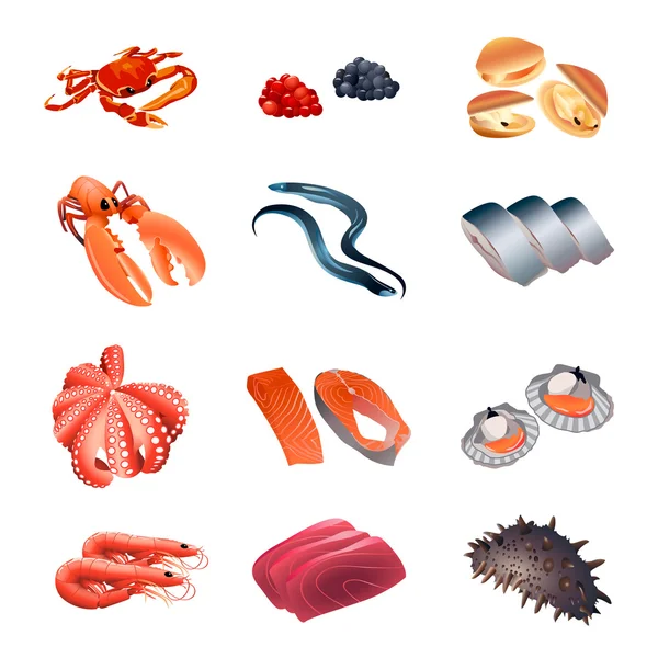 Calorie table fish and seafood — Stock Illustration Calorie table fish and seafood Vector Graphics