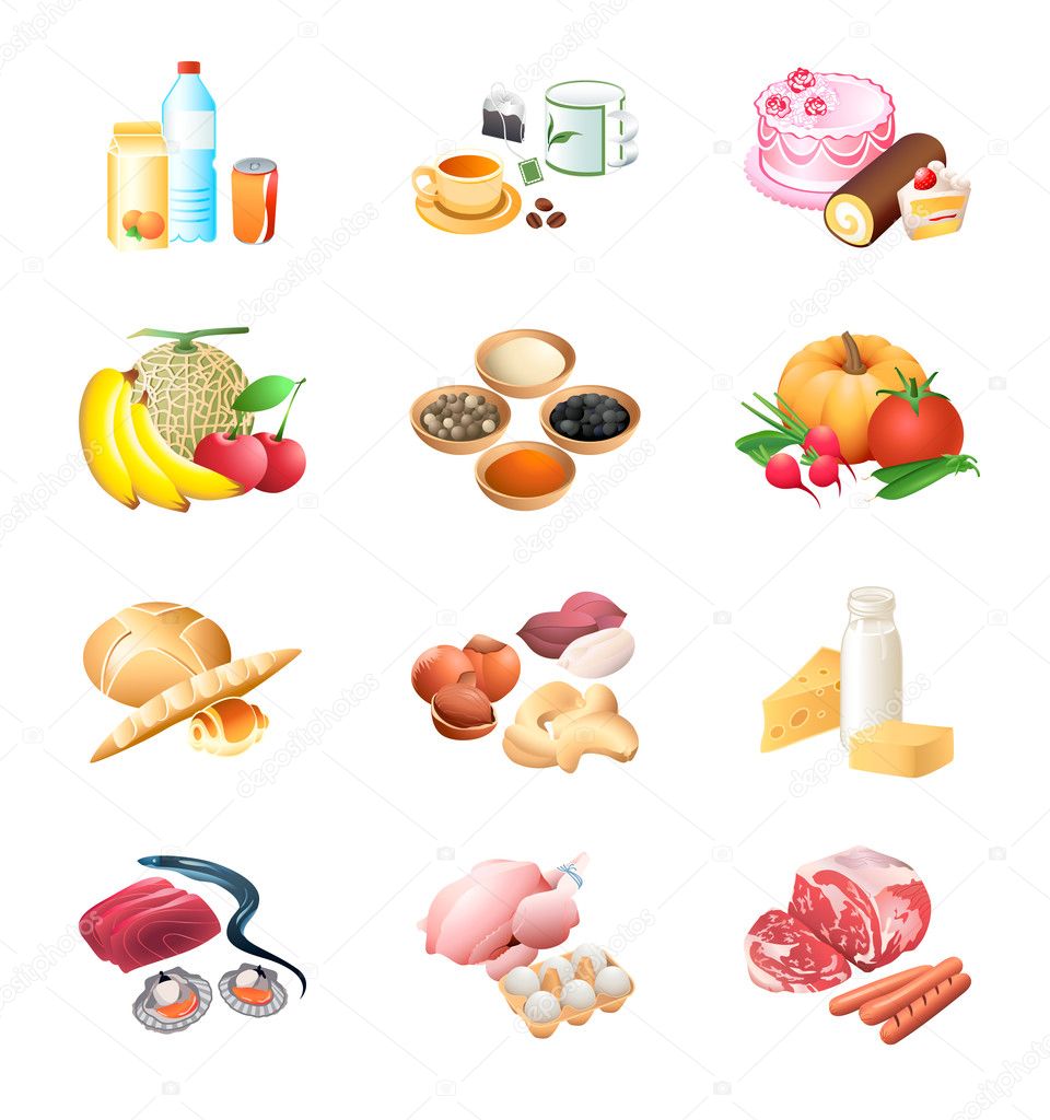 Food market icons — Stock Vector © sahuad #6828945