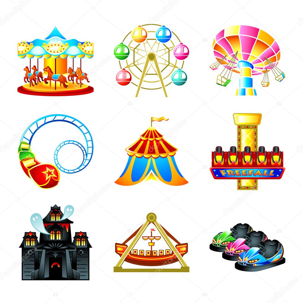 Attraction icons — Stock Vector © sahuad #7089713