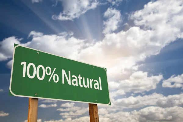 100% naturalne drogi zielony znak — Zdjęcie stockowe