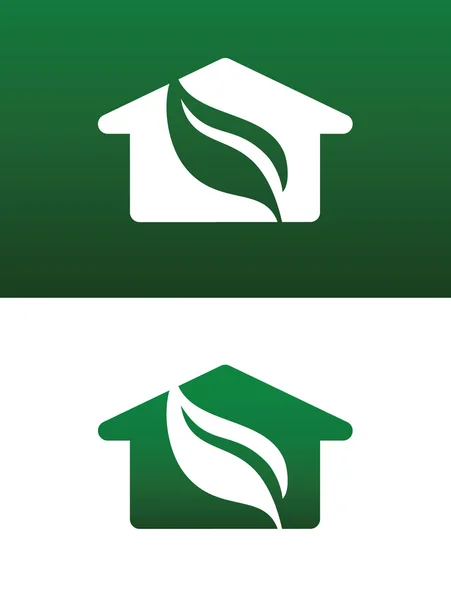 緑の家ベクトル イラスト固体と逆 — ストックベクタ