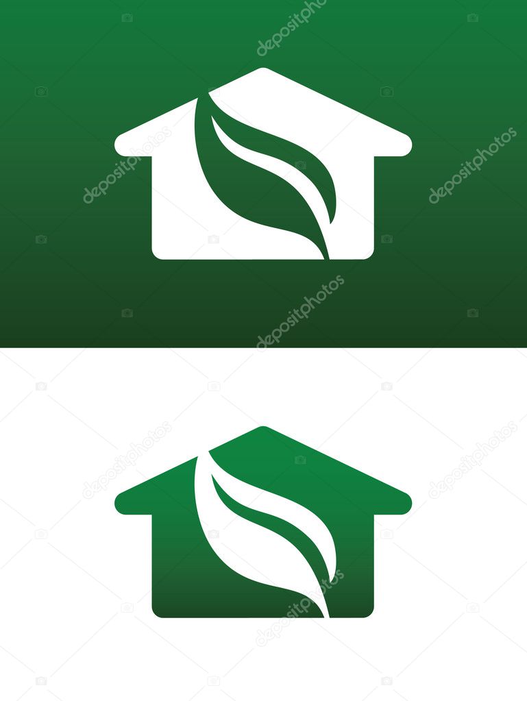 Green House Vector Illustration Both Solid and Reversed