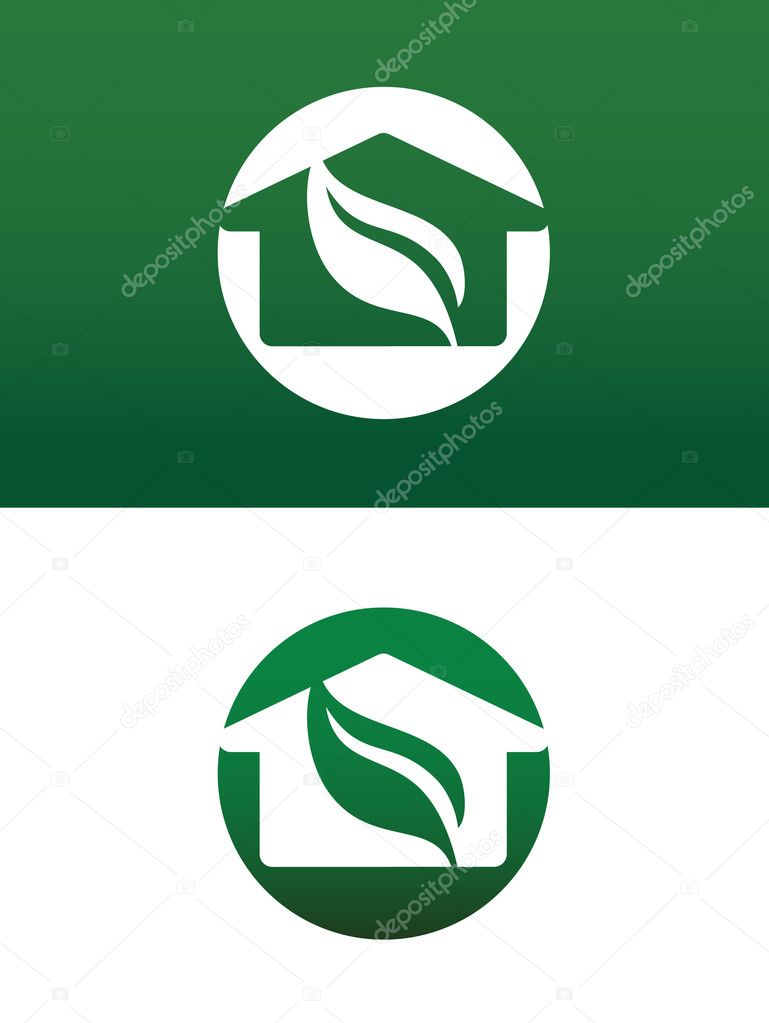 Round Green House Vector Illustration Both Solid and Reversed