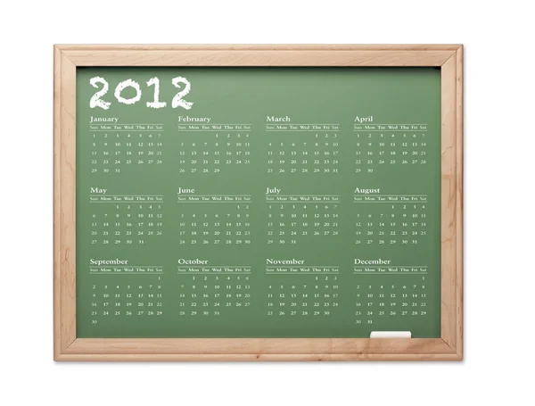 Доска календаря 2012 года со всеми двенадцатью месяцами — стоковое фото
