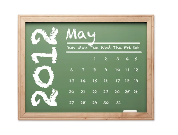 Mai 2012 Kalender auf grüner Tafel — Stockfoto