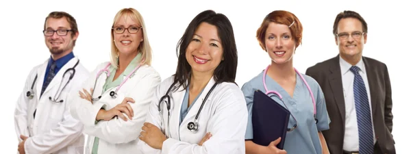 Grupo de Médicos o Enfermeras sobre un Fondo Blanco —  Fotos de Stock