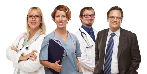 Grupa lekarzy i pielęgniarek na białym tle — Zdjęcie stockowe