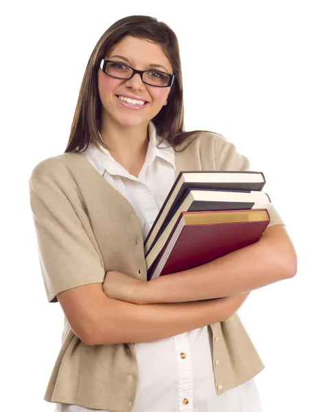 Ethnic Student with Books on White — Stock Photo, Image