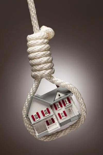 House binds upp och hänger i HANGMANS snara — Stockfoto