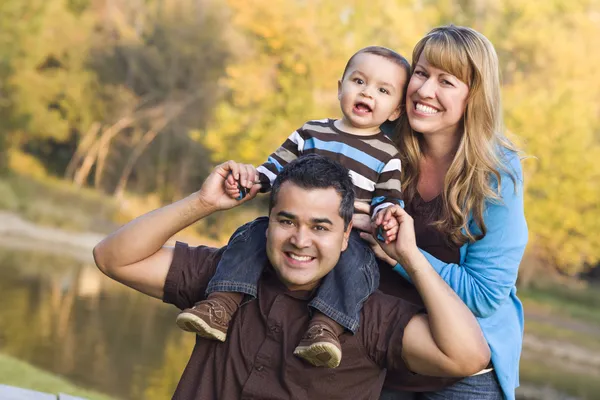 Happy Mixed Race Ethnic Family Posing for A Portrait — Stockfoto