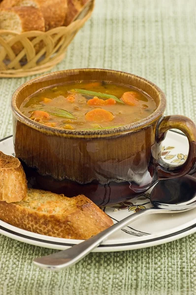 Плотный овощной суп — стоковое фото