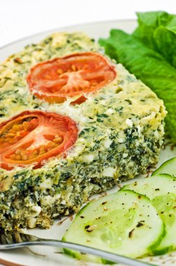 Spinach and feta cheese quiche clipart