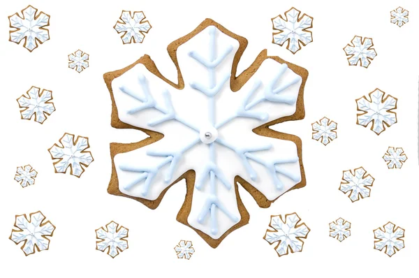 Gingerbread snowflake cookie — Stock Photo, Image