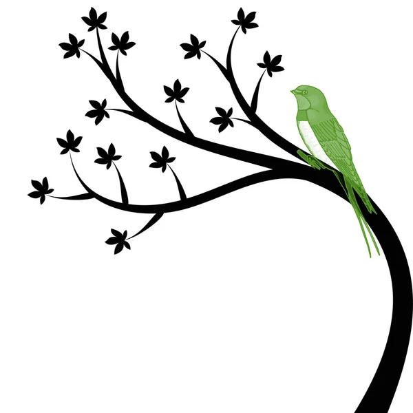 Árbol y ave — Archivo Imágenes Vectoriales