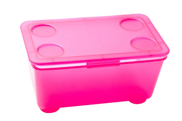 Розовая пластиковая коробка — стоковое фото