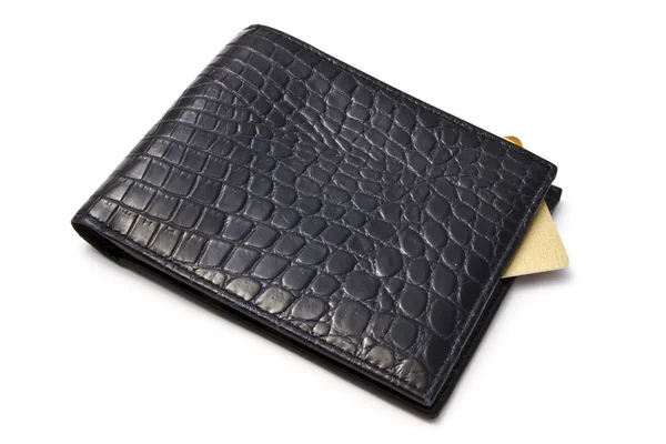 Schwarze Brieftasche mit Kreditkarte — Stockfoto
