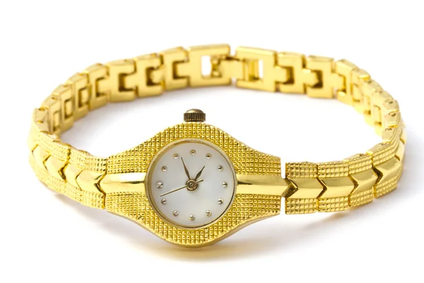 Mulher relógio de pulso dourado — Fotografia de Stock