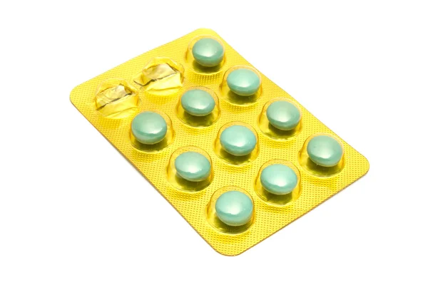 Package of green pills — Stock Photo, Image