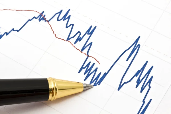 ビジネス グラフとペンの背景 — ストック写真