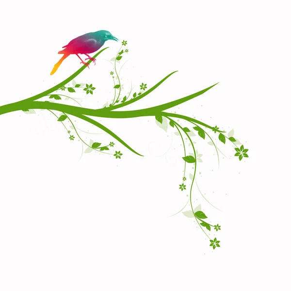Blommig och fågel — Stock vektor