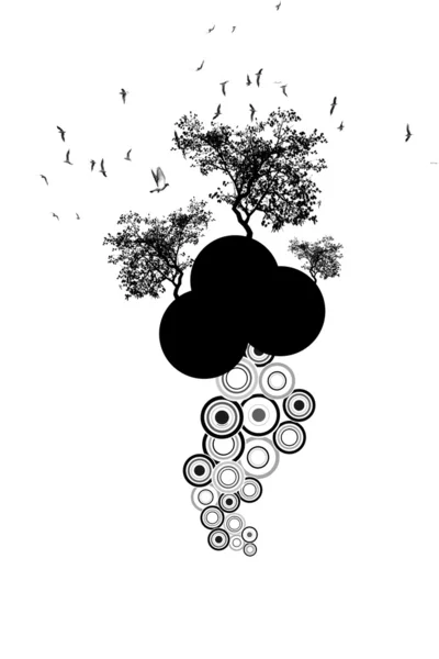 Träd och fåglar — Stock vektor