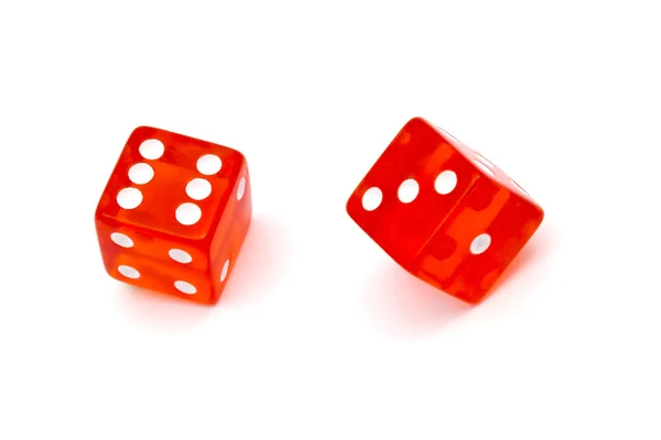 Red dice isolated on white background — Stock Photo, Image