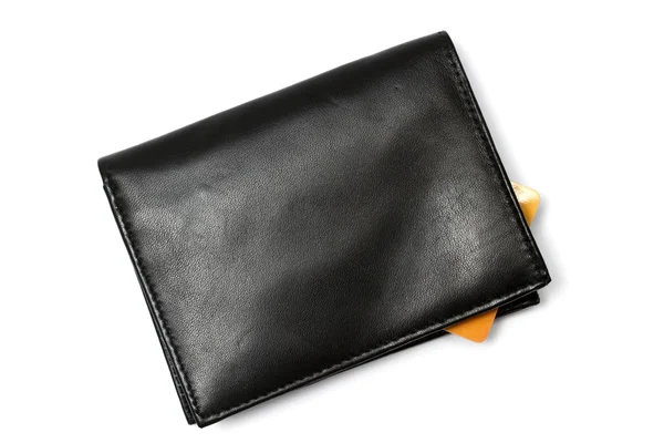 Черный бумажник и кредитная карта — стоковое фото
