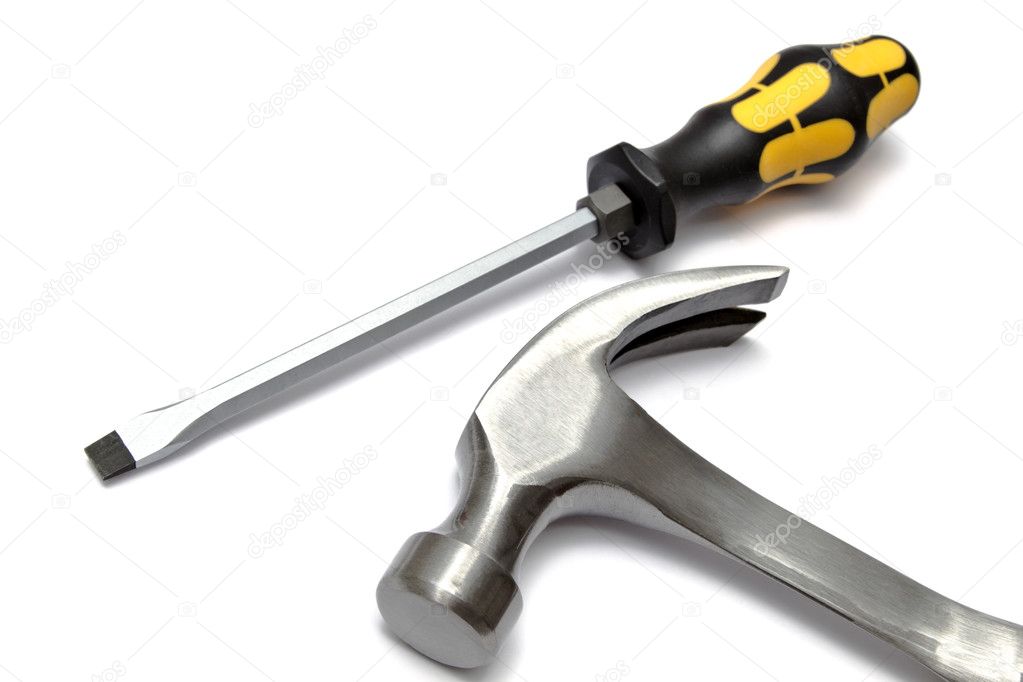 Screwdriver and hammer