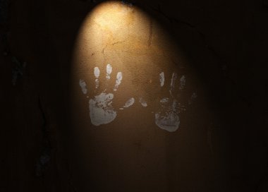 Handprints on Textured Wall clipart