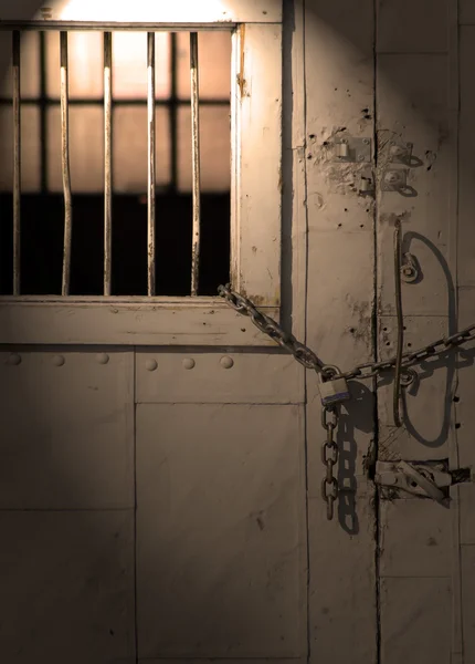 Chained Door at Night — Stock Photo, Image