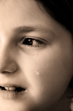 Young Girl Crying with Tears clipart