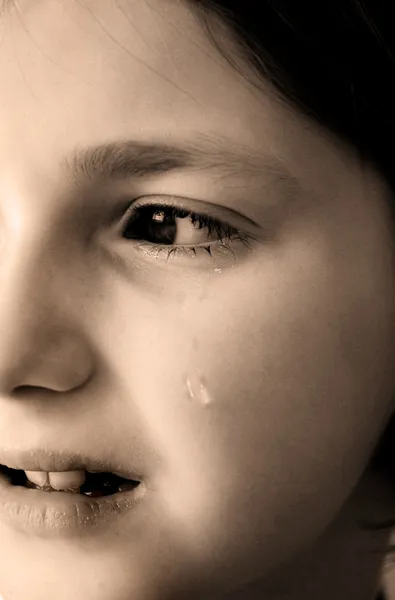 Young Girl Crying with Tears — Stock Photo, Image