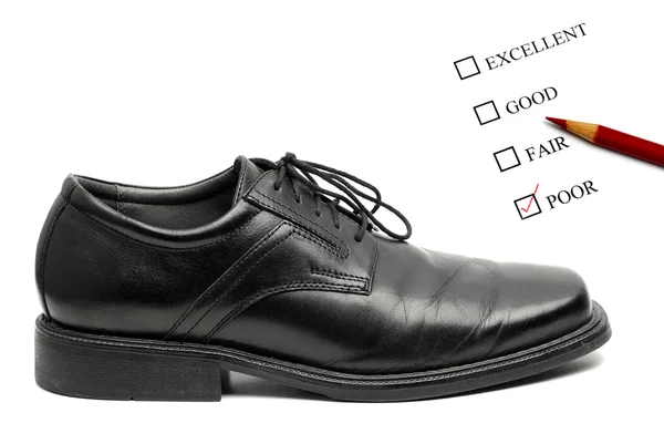 Rating sistemi ile erkekler siyah elbise ayakkabı — Stok fotoğraf