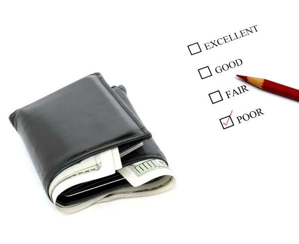 Rating System of Savings with Wallet and Cash — Stock Photo, Image
